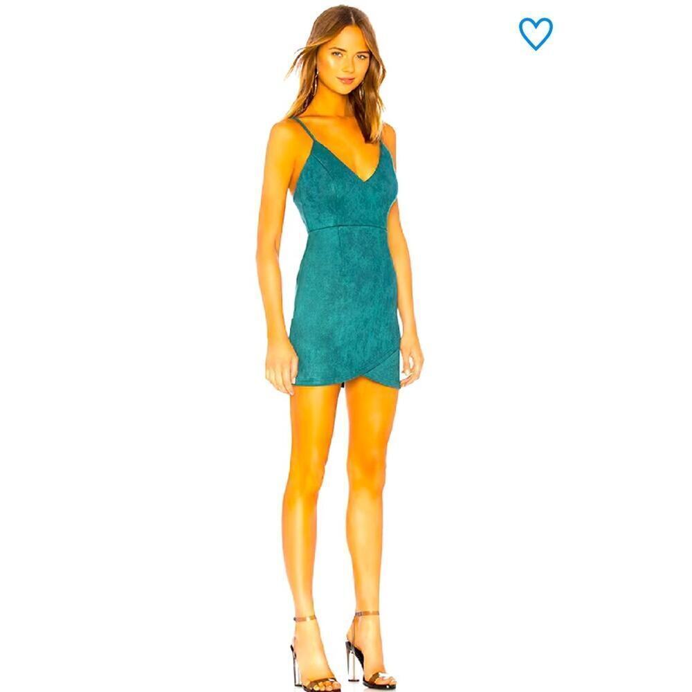 NWOT Superdown green/blue Carrie mini dress faux suede large